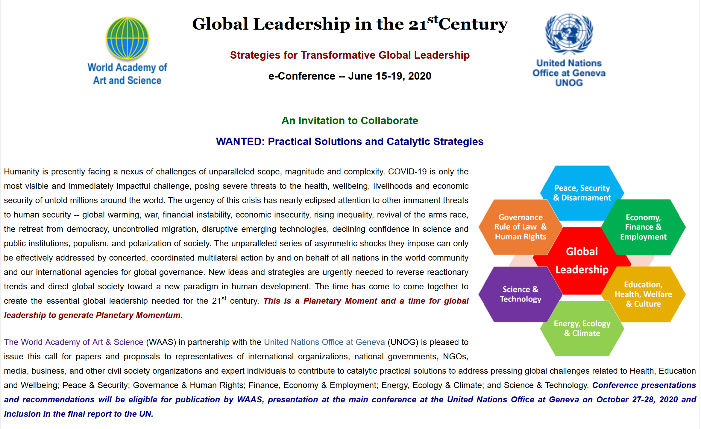 Global Leadership in the 2st Century. Strategies for Transformative